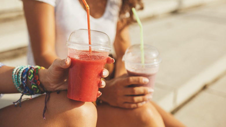 People drinking smoothies