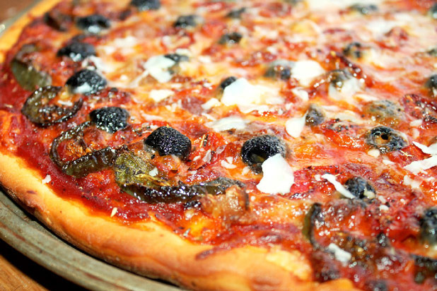 Roasted Vegetable Pizza with Pancetta Cracklings and Spicy Olive Oil