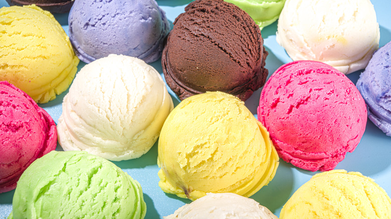 assorted scoops of ice cream