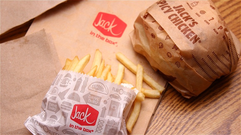 Jack in the Box fries and sandwich 