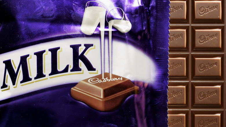 Close up of Cadbury Dairy Milk chocolate bar
