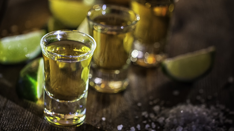 tequila shots with salt and lime
