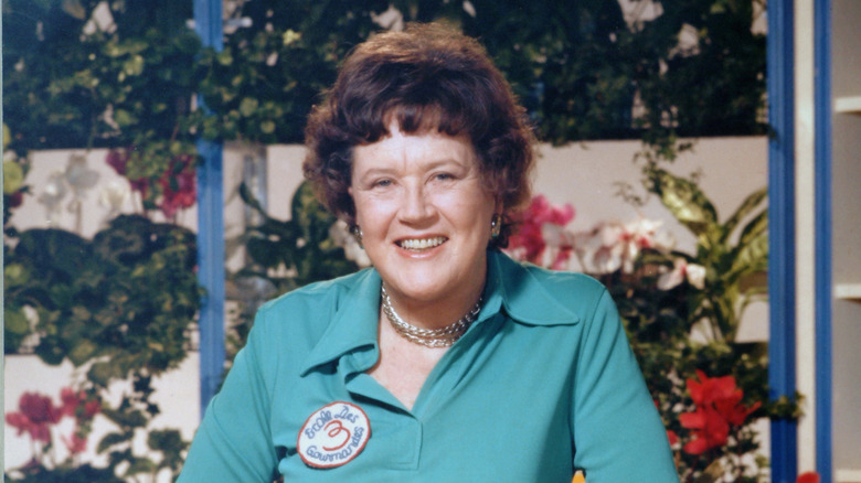 Julia Child in a green shirt