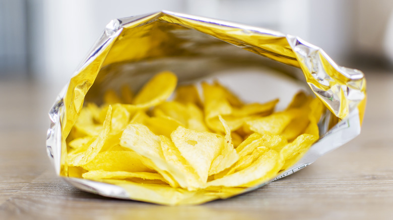 open bag of potato chips