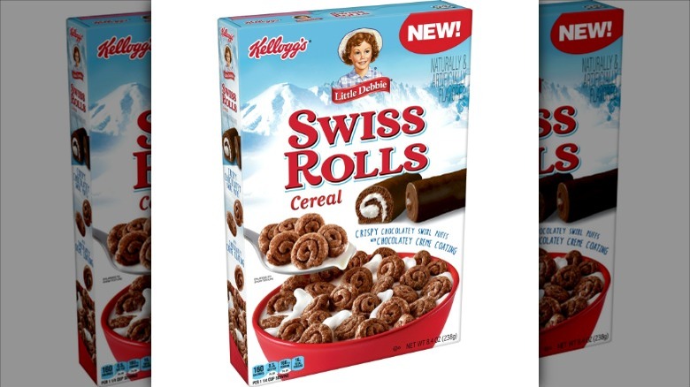 Box of Swiss Roll cereal