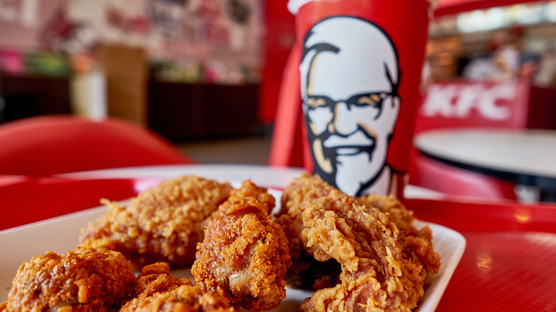 KFC chicken with beverage cup