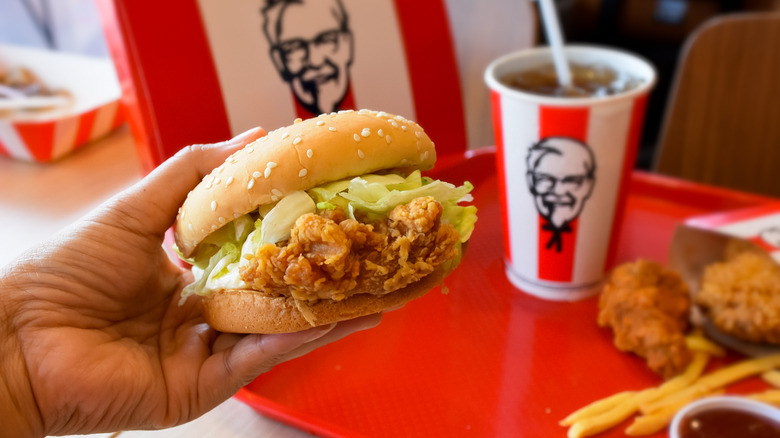 KFC sandwich and drink