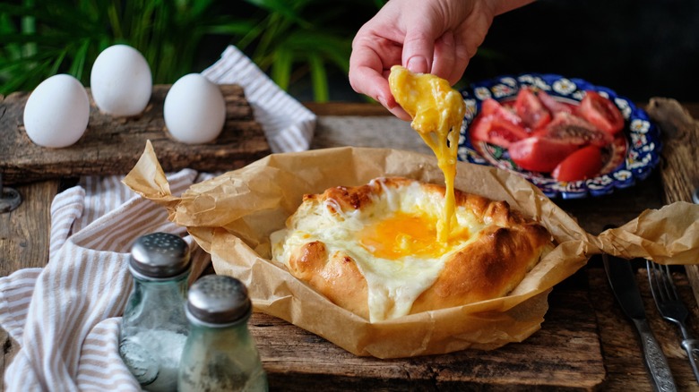 Khachapuri on a table