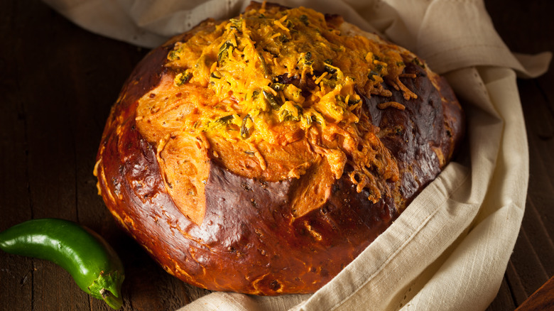 loaf of jalapeno sourdough bread