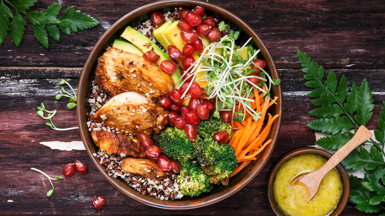 Baked chicken and veggies bowl