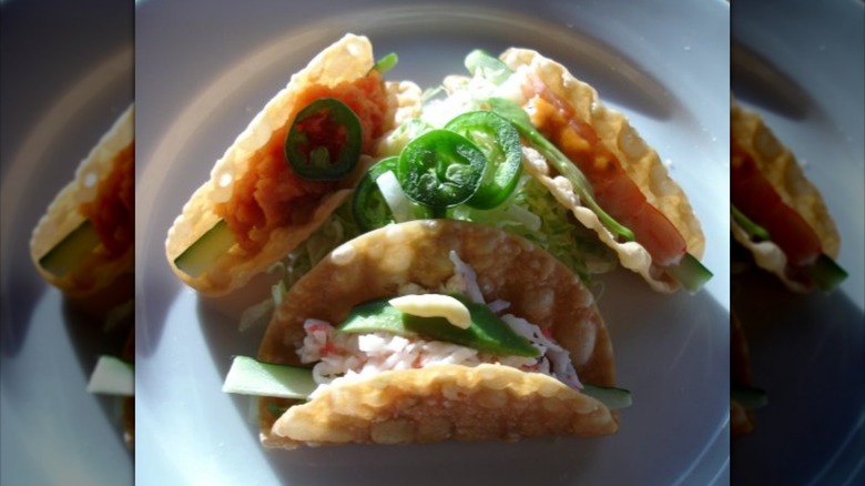 Wonton sushi tacos