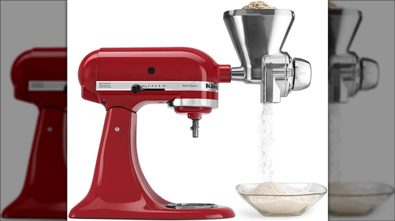 Product image of the KitchenAid all-metal grain mill attachment