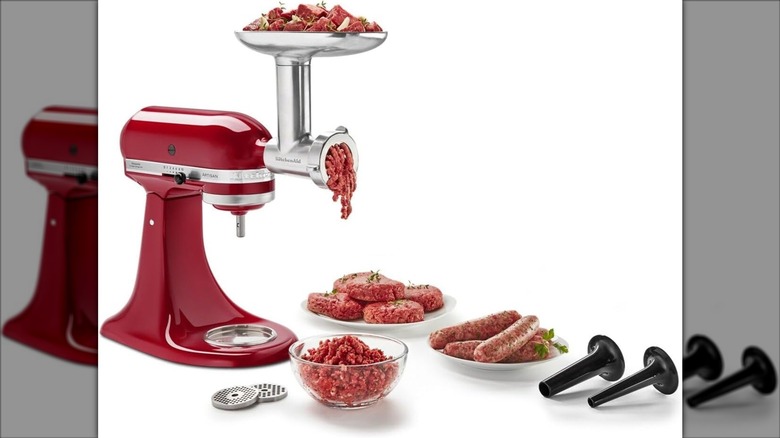 Product image of the KitchenAid metal food grinder attachment