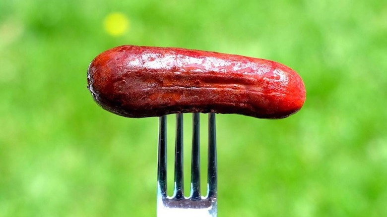 Kool-Aid pickle on fork