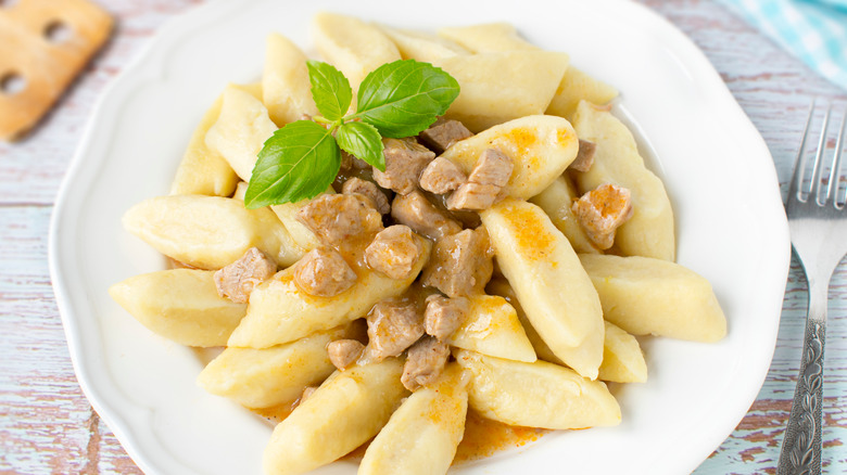 Kopytka served with beef