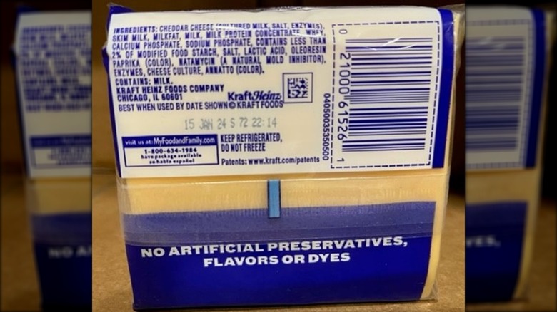 back of recalled Kraft cheese packaging