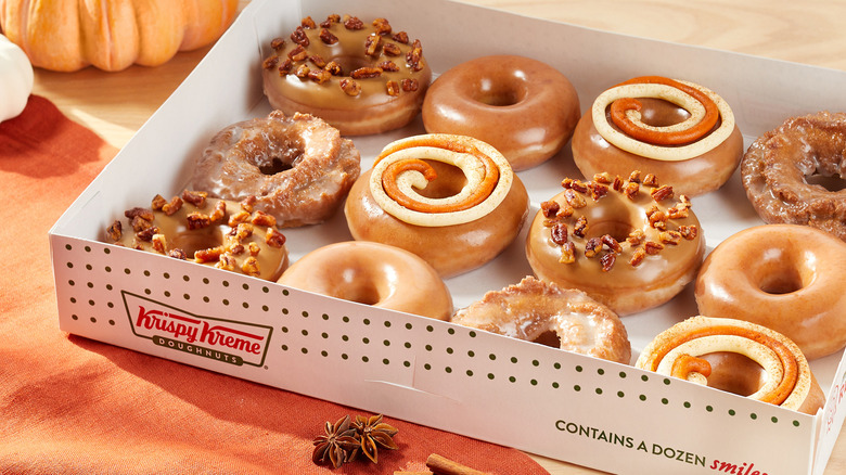 Krispy Kreme pumpkin spice donuts in box
