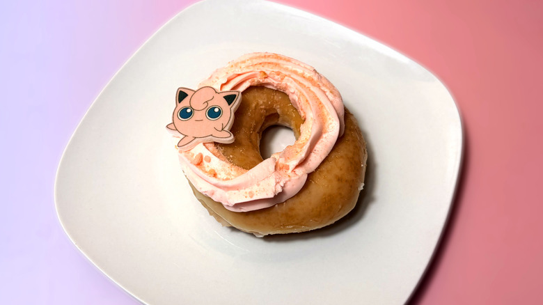 jigglypuff themed doughnut on plate