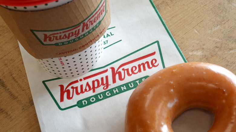 Krispy Kreme doughnut and coffee