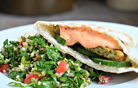 Grilled Mediterranean Chickpea Burgers with Creamy Harissa