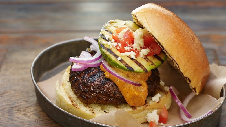 Southwestern Smoky Ranchero Burger with Grilled Avocado