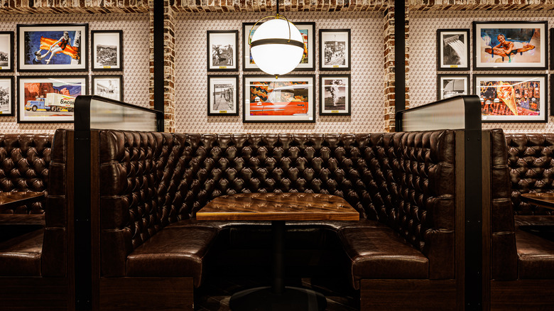 booth with overhead lighting at Bacon Nation