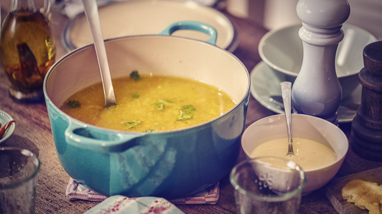 Pot of homemade soup