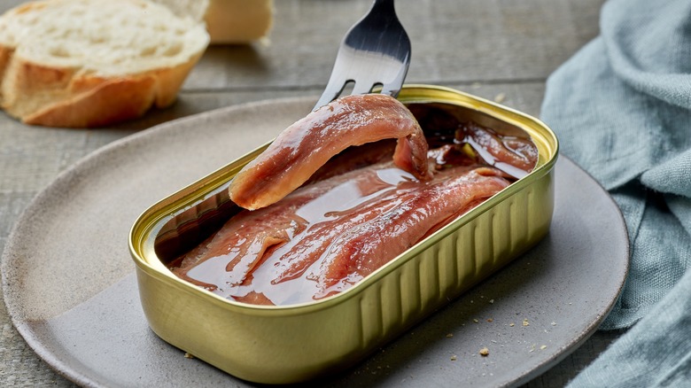 Anchovies in a tin
