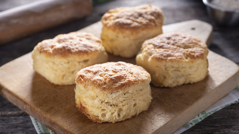 Four fluffy buttermilk biscuits
