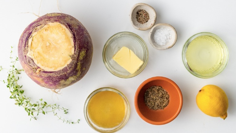 ingredients for lemon roasted rutabaga