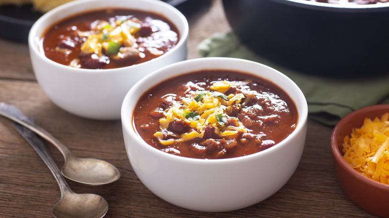 two bowls of chili