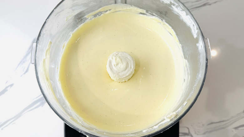 Cheesecake batter in food processor
