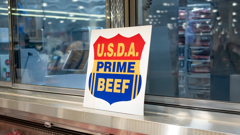 A sign for USDA Prime beef