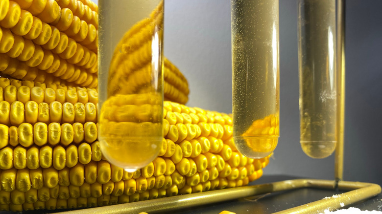 High fructose corn syrup in test tubes in lab