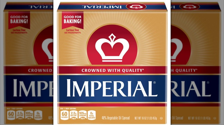 A box of Imperial Vegetable Oil Spread on a white background