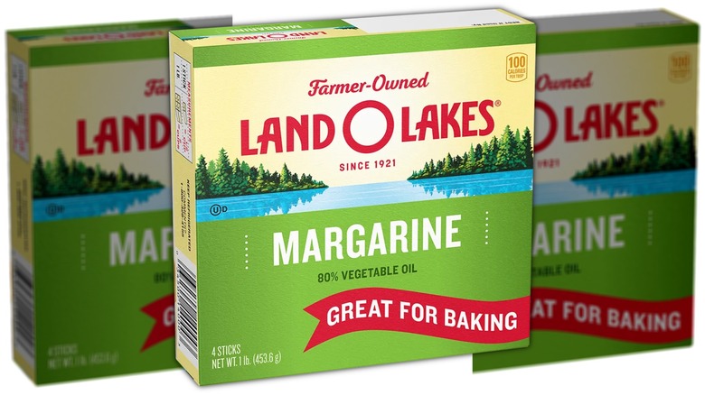 A box of Land O Lakes Margarine mirrored on a white background