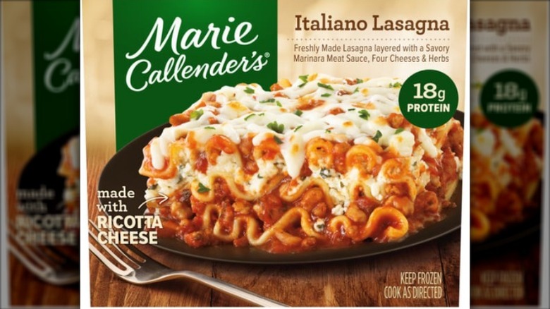 A box of Marie Callender's Italiano Lasagna