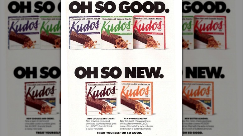A retro advertisement for Kudos bars