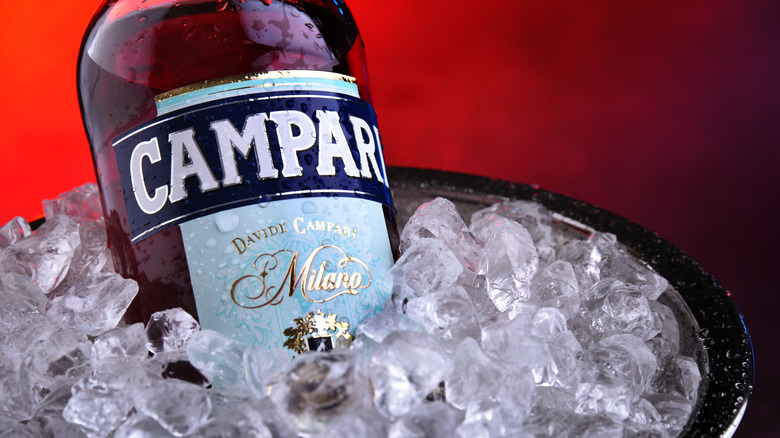 A bottle of Campari on ice