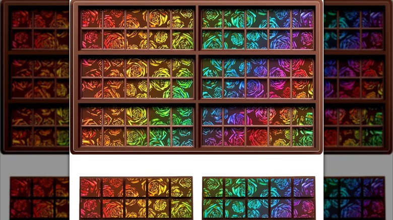 raibow holographic pattern on chocolate