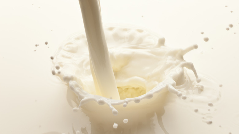 close up of milk being poured