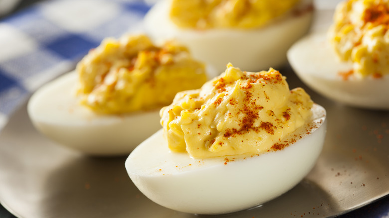 Deviled eggs up close