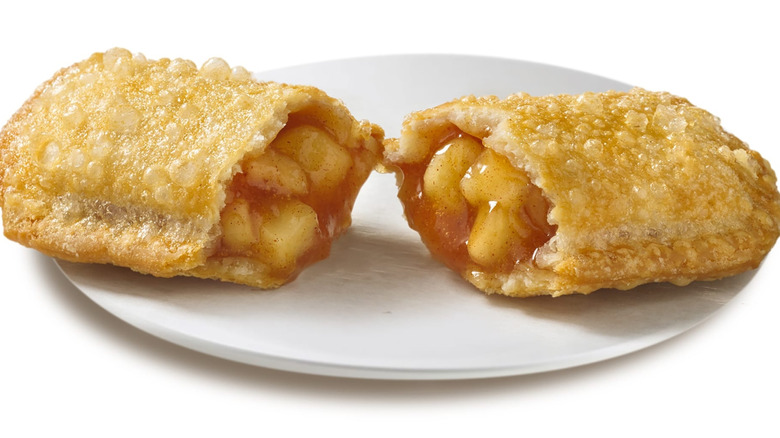 Fried apple pie split in two