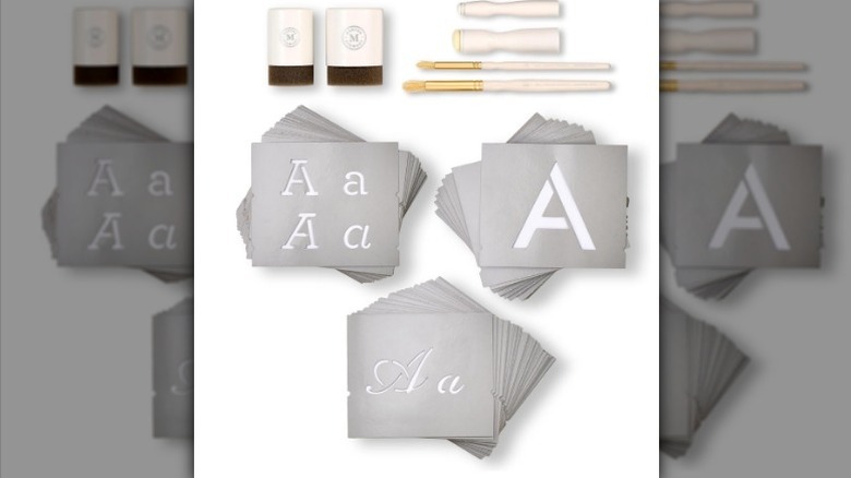 Classic alphabet stencil kit on white background