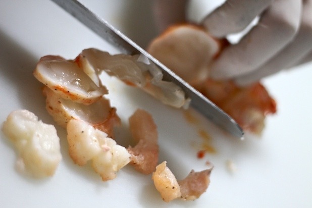 Cutting Poached Lobster on the Bias