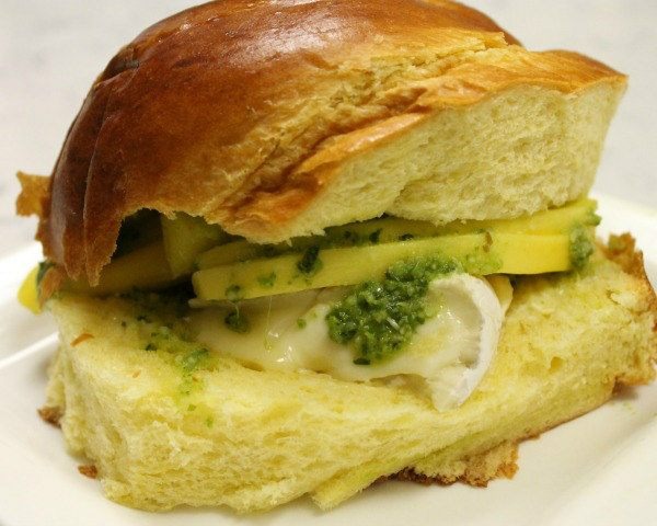 Mango and Brie Stuffed Grilled Cheese on Challah Bread