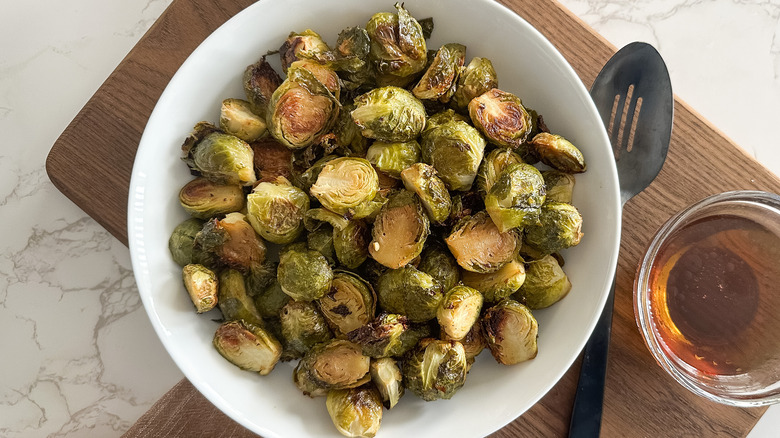 brussels sprouts in serving bowl