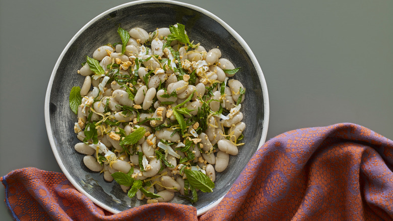 Marinated canned white bean salad