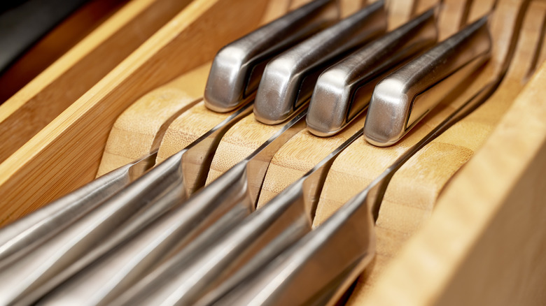 Kitchen knives in a drawer
