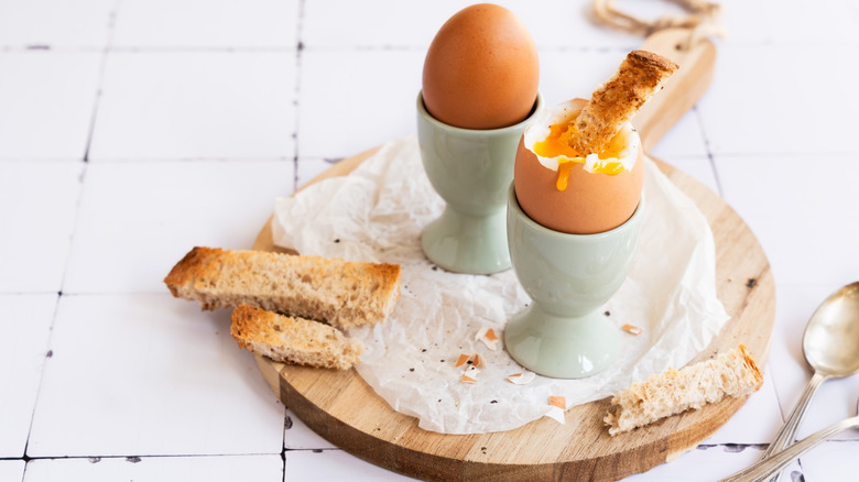 Soft-boiled eggs and toast